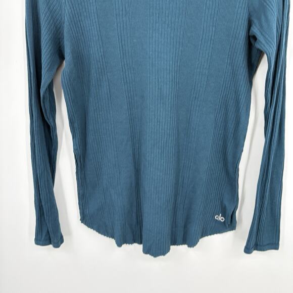 Alo Yoga Top Women Medium Soft Ribbed Horizon Pilates Pullover Athleisure Soft - Picture 4 of 7